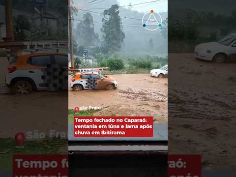 Tempo fechado no Caparaó: ventania em Iúna e lama após chuva em Ibitirama, no Espírito Santo.