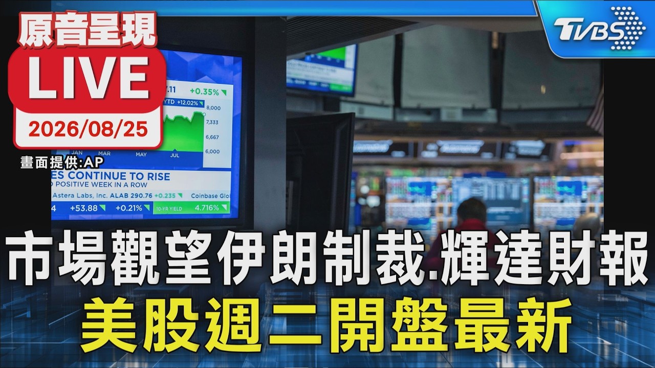 市場觀望伊朗制裁.輝達財報 美股週二開盤最新｜原音呈現LIVE