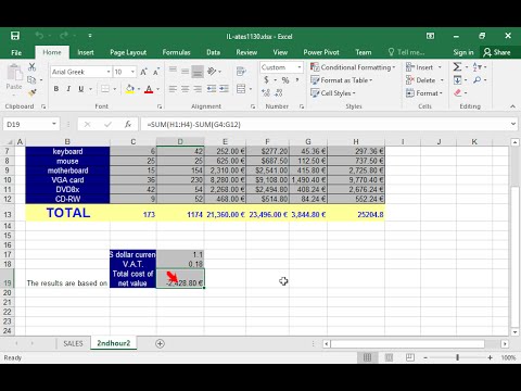 Korrigieren Sie den Fehler der Formel in der Zelle D20 im Arbeitsblatt 2 Stunde.