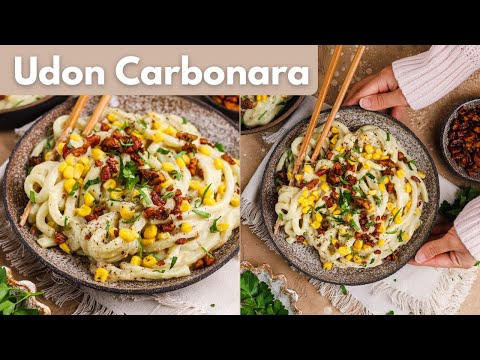 VEGAN CARBONARA WITH UDON NOODLES | Creamy, Dairy, & Egg Free
