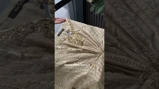 Light Gold Sequins Embroidered Chiffon Kaftan - Video 2
