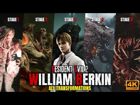 William Birkin All Transformations (Full Timeline) | Resident Evil 2 Remake Cutscenes [4K 60FPS]