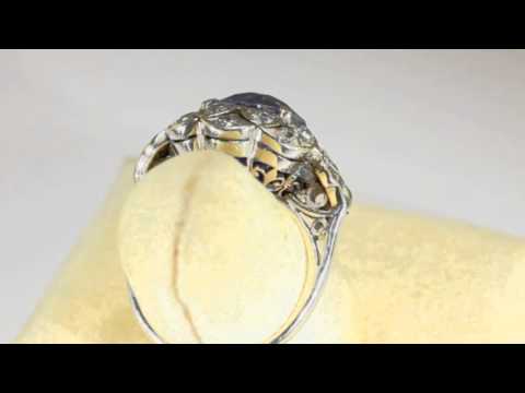 Spectacular 6.5 carat Sapphire and Diamond Edwardian Ring in Platinum