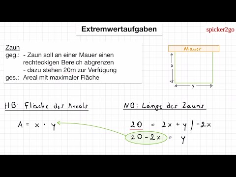 Extremwertaufgabe Beispiel Mauer - Zaun - Rechteck - maximaler Flächeninhalt -Optimierungsproblem