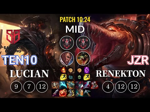 SB Ten10 Lucian vs Jzr Renekton Mid - KR Patch 10.24