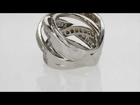 3.5 Ct Round & Baguette Diamond D/VS Engagement Ring 18K White Gold 417 Diamonds