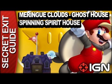 New Super Mario Bros. U Secret Exit Walkthrough - Meringue Clouds-Ghost House: Spinning Spirit House