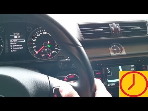 VW Passat Uhrzeit Uhr einstellen Sommerzeit Winterzeit umstellen stellen Anleitung Set up time Zeit