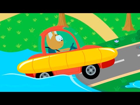 Amphibious Car Edventure | Meow Meow Kitty and magic garage | Kids songs and cartoon