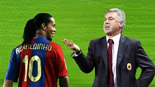 CARLO ANCELOTTI NUNCA ESQUECEU OQUE RONALDINHO FEZ COM O SEU TIME NESSA PARTIDA EM 2004