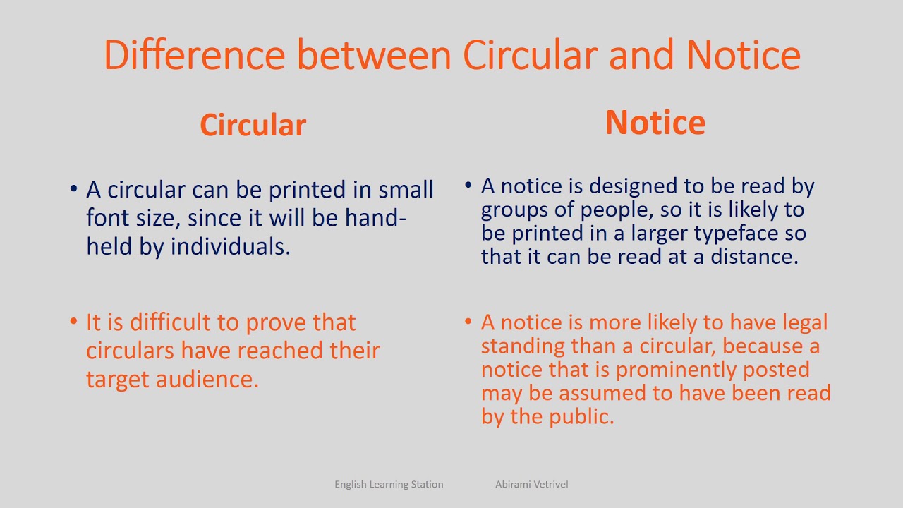 Notice, Circular, Memo, Agenda, Minutes
