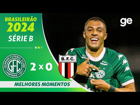 Gols e lances de Guarani x Botafogo-SP