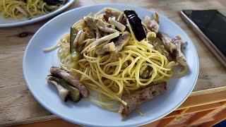 [Camping food] Making pasta with leftovers from the day before