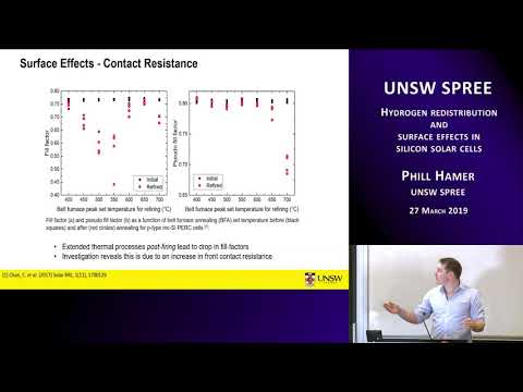 UNSW SPREE 201903-27 Phill Hamer - Hydrogen redistribution in silicon solar cells