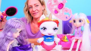 Spielspaß mit Puppen - Das Einhorn will zum Schönheitswettbewerb - Kindervideo auf Deutsch.