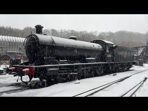 First snowfall at Grosmont for Winter 2025 at the North Yorkshire Moors Railway