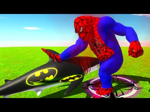 BATMAN SHARK vs SPIDERMAN GORO DEATH RUN  - Animal Revolt Battle Simulator