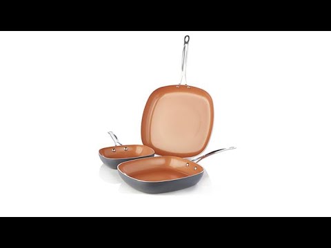 Gotham Steel Max 3piece Nonstick Square Fry Pan Set