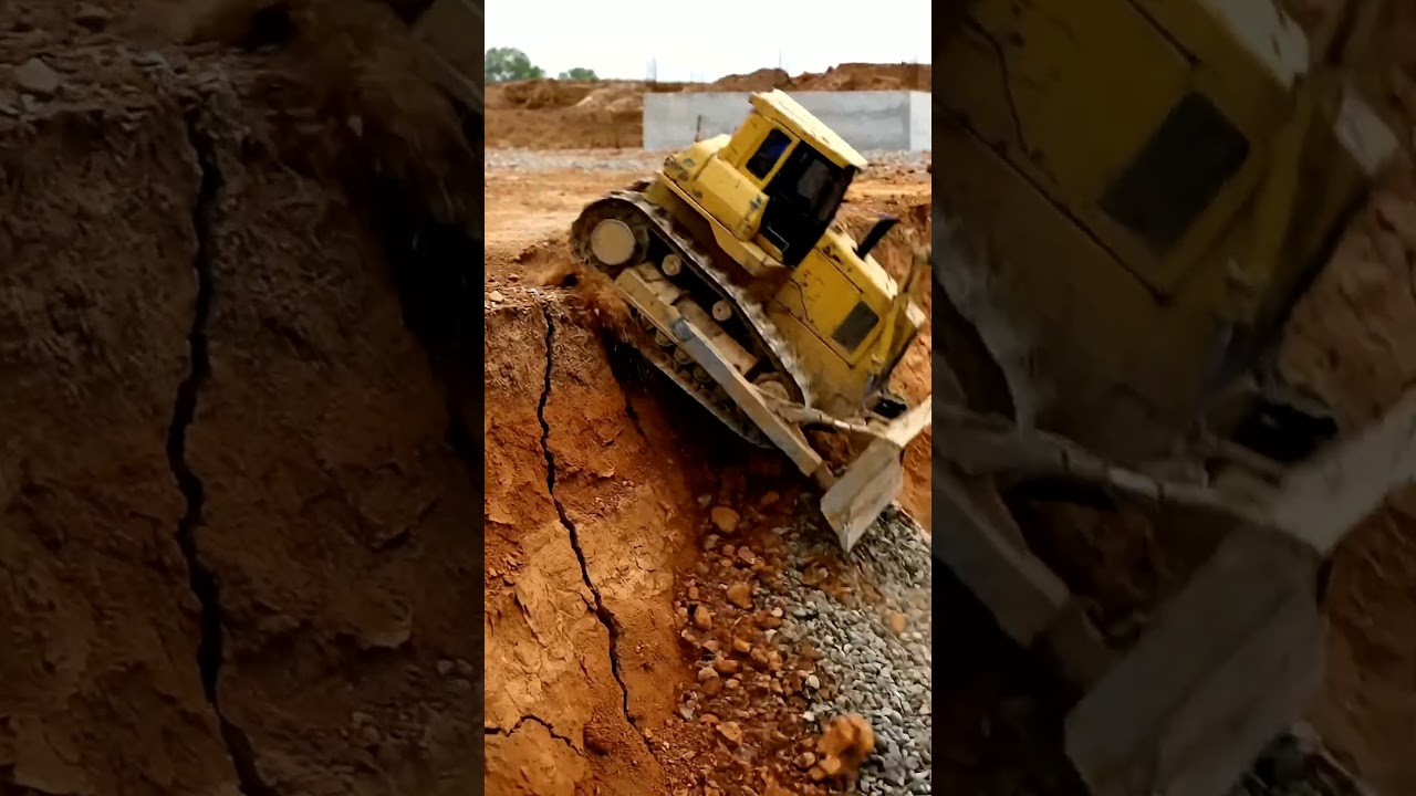 Bulldozer Disaster! Watch Heavy Equipment Slide into Trench 🚧
