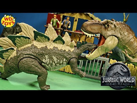 New Jurassic World Dino Rivals Mega Dual Attack Stegosaurus Unboxing Fallen Kingdom T-Rex Vs