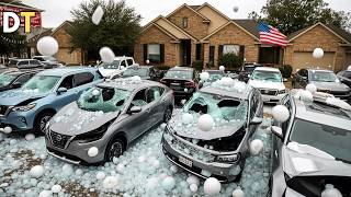 Baseball-Sized Hail in Springfield, Missouri! Hundreds of Cars Damaged by 4-Inch Hailstones