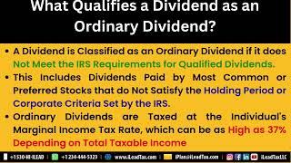 Sep 27, Saturday - About Ordinary Dividends