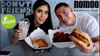 Vegan Cheat Day | Donutfriend Vegan Donuts Mukbang & Nomoo the Vegan In n Out, Animal Style Fries