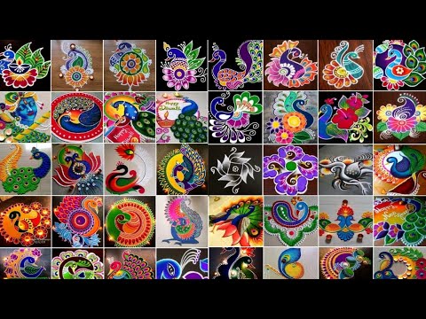 New Peacock Rangoli designs for Diwali|Easy Peacock rangoli |Simple peacock rangoli |Peacock rangoli
