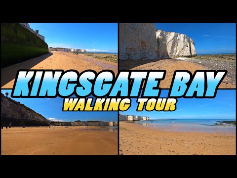 Walking KINGSGATE BAY Beach - Broadstairs - Kent - England (4k)