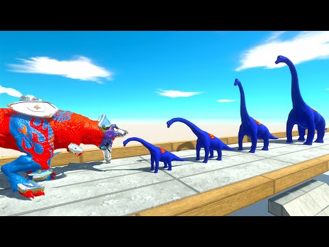 BATTLE 4 SIZE of SUPERMAN BRACHIOSAURUS - Animal Revolt Battle Simulator ARBS