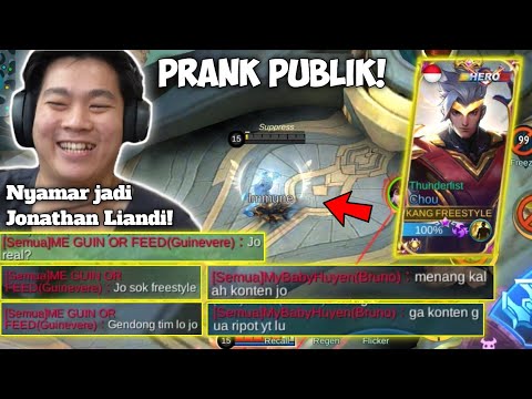 PRANK Disguised as Jonathan Liandi, KANG FREESTYLE! EPIC COMEBACK AUTO FREESTYLE BOSS WKWK - MLBB