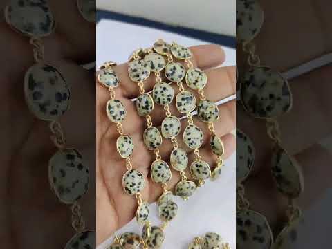 Dalmatian jasper gemstone bezel connectors chain - necklace ...