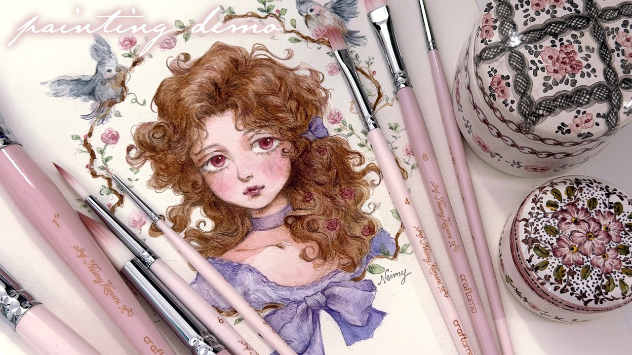 portrait painting𐙚 ݁𖥔 ݁˖༉‧₊ craftamo paint brush demo