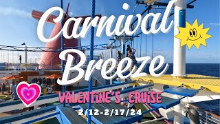 Carnival Breeze 5 day cruise from Galveston TX 2/12-2/17/24 Valentine's Day, Cozumel, Progreso