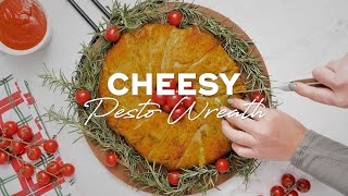 Cheesy Pesto Wreath (crescent roll wreath recipe)