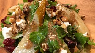 Seared Pear Salad w/ Goat/Gorgonzola Cheese Blend & Homemade Creamy Balsamic Lemon Dressing