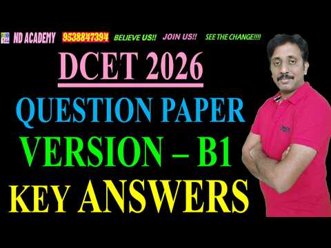DCET 2026 QP KEY ANSWERS |VERSION B1 |ND Academy Live #ndacademy #dcet