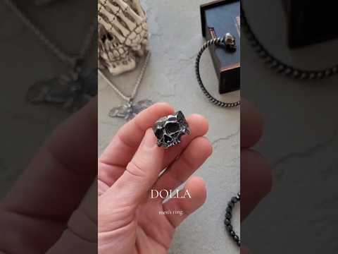 Кольцо печатка перстень мужское стальное DOLLA 19 из медицинской нержавеющей стали 316L с Черепом - фото 1 - id-p2172998357