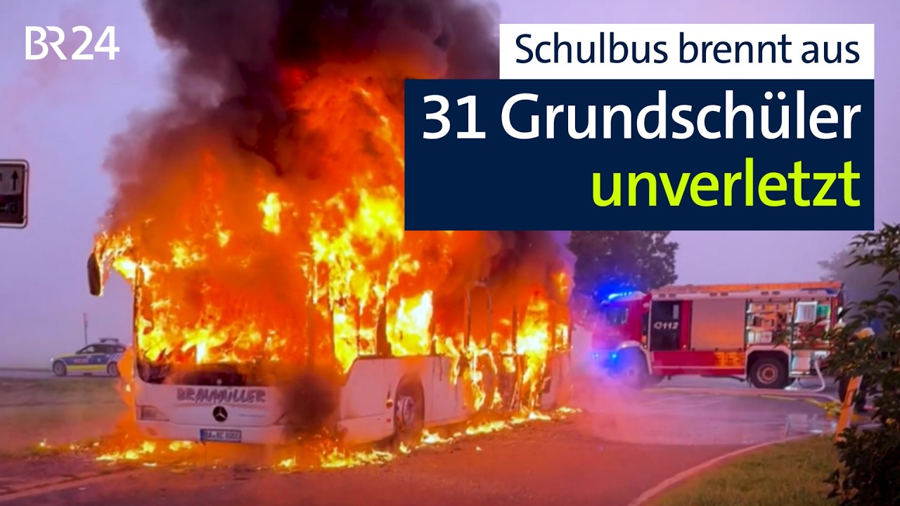 Landkreis Bamberg: Schulbus brennt aus, 31 Kinder unverletzt | Abendschau | BR24