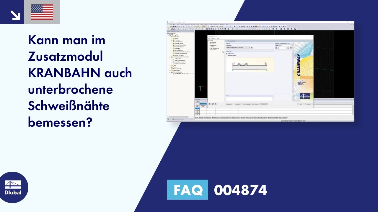 [EN] FAQ 004874 | Kann man im Zusatzmodul KRANBAHN auch unterbrochene Schweißnähte bemessen?