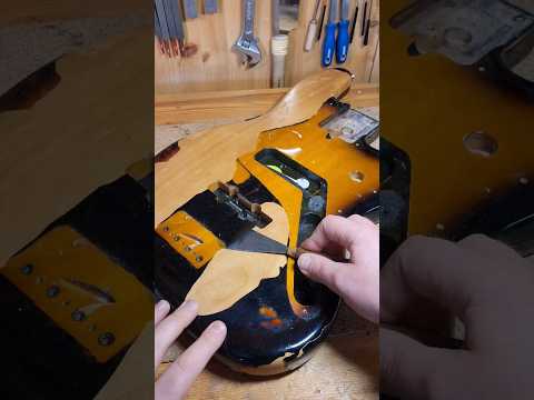 Stripping the finish off a Fender bass guitar. #guitarrepair #luthier #luthiery