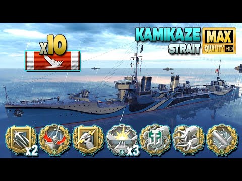 Destroyer Kamikaze: 10 ships destroyed on map Strait - World of Warships