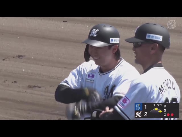 【ファーム】チャンスで魅せる!! マリーンズ・宮崎竜成 初球から振り抜き逆転に成功!! 2025年4月4日 千葉ロッテマリーンズ 対 横浜DeNAベイスターズ