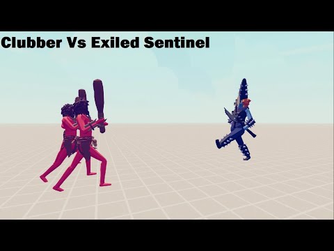 50 Clubber Vs 10 Exiled Sentinel TOTALLY ACCURATE BATTLE SIMULATOR (TABS)