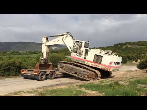 Loading By Side The Huge Terex RH30 Excavator - Fasoulas Heavy Transports