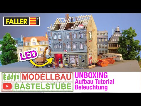 Aufbau Tutorial, H0 Faller Stadthaus in Renovierung+Beleuchtung, Patiniertes Modell, Eddys Modellbau