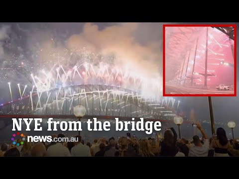 Inside the Sydney Harbour Bridge during NYE fireworks