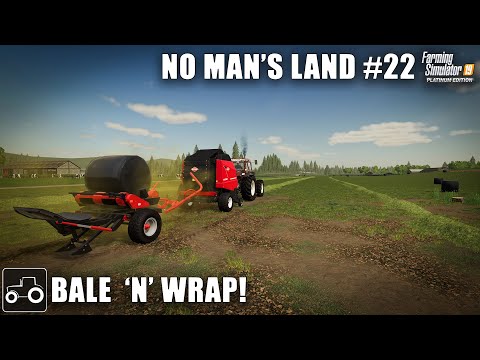 Baling & Wrapping Grass For Silage - No Man's Land #22 Farming Simulator 19 Timelapse