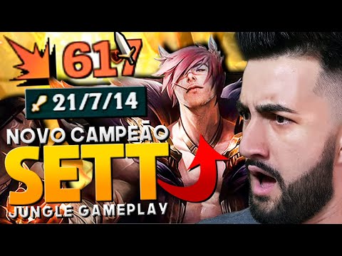 GAMEPLAY NOVO CAMPEÃO SETT!! UM ABSURDO NA JUNGLE, SOLA BARÃO E DRAGÃO FÁCIL! - Festinha do Rodil