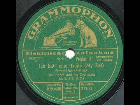 Ben Berlin and His Orchestra "Ich hab' eine Tante (My Pet)" hot Germany jazz
